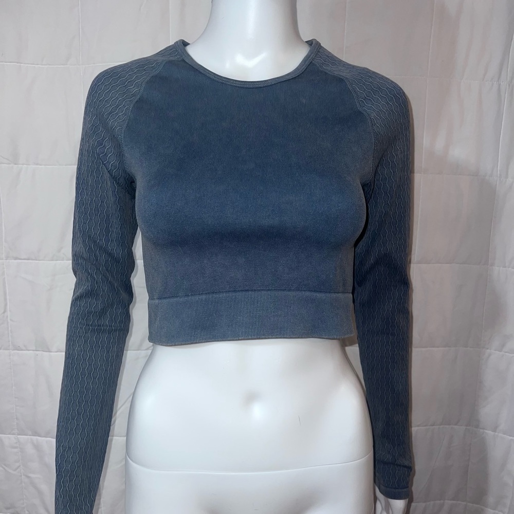 Fashion Nova BlueWash Long Sleeve Sports Top BRAND NEW